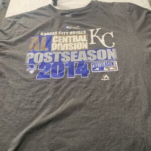 Majestic Kansas City Royals 2014 Postseason T-Shirt Large Mens Grey